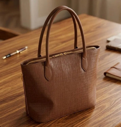 Elegant Croc Texture Tote Handbag for Women